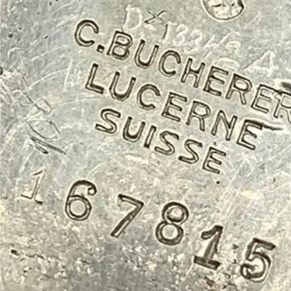 SALE Antique C. Bucherer Lucerne Suisse .955 Silver 15J Guilloche Watch Pendant - Picture 12 of 15